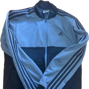 Vintage Retro Adidas Mens 3 stripes Tricot Track Jacket Gray Black Mens Medium